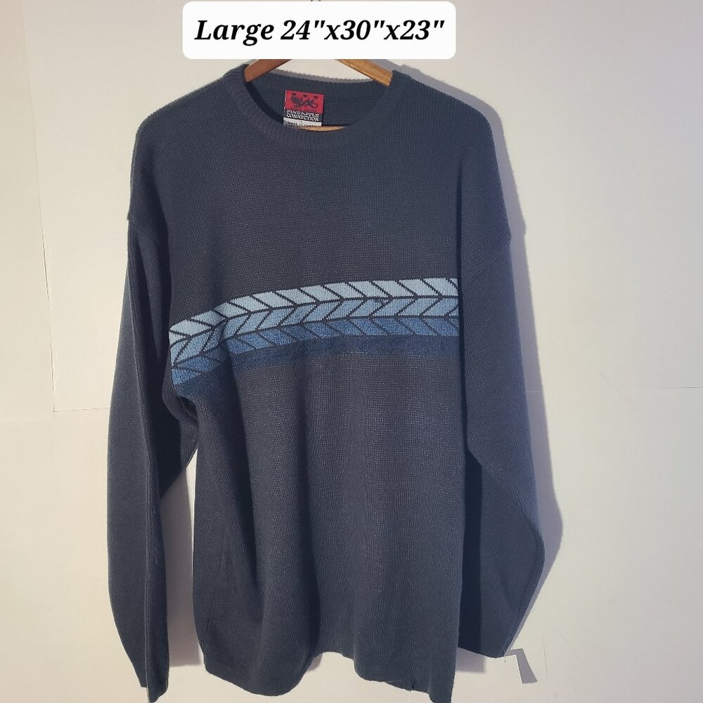 Vtg Y2K /90s Pineapple Connection Charcoal/Blue Men's Large Sweater NWT NOS